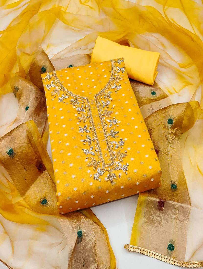 women embroidered unstitched suit set