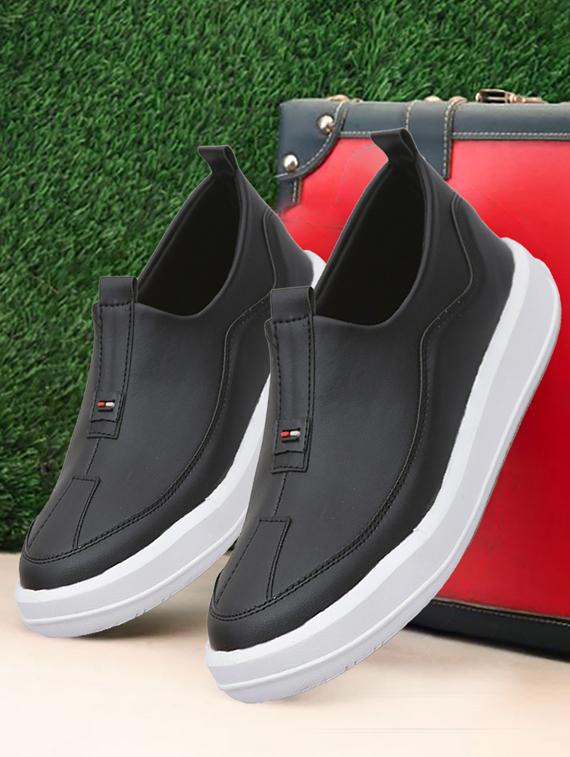 black synthetic slip on casual shoes - 21467625 -  Zoom Image - 0