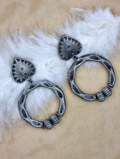 silver zinc hoop earring - 21467678 - Standard Image - 0