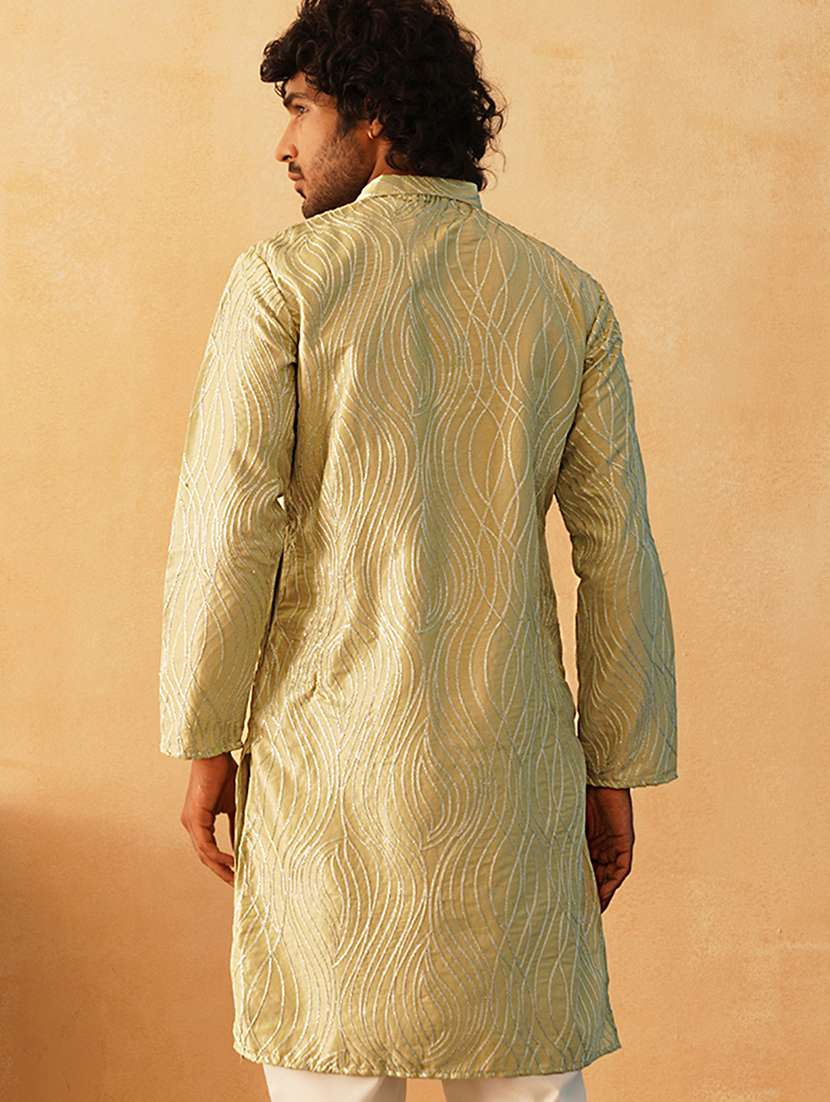 men embroidered mandarin neck long kurta  - 21467720 -  Standard Image - 2