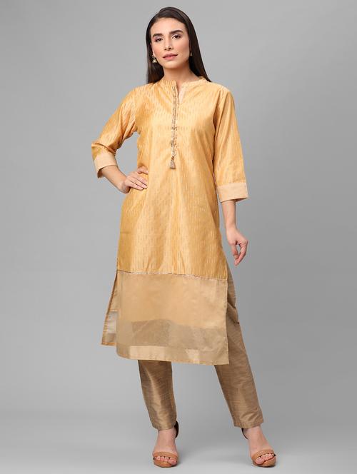 women three quarter sleeve straight kurta - 21468035 - Standard Image - 0