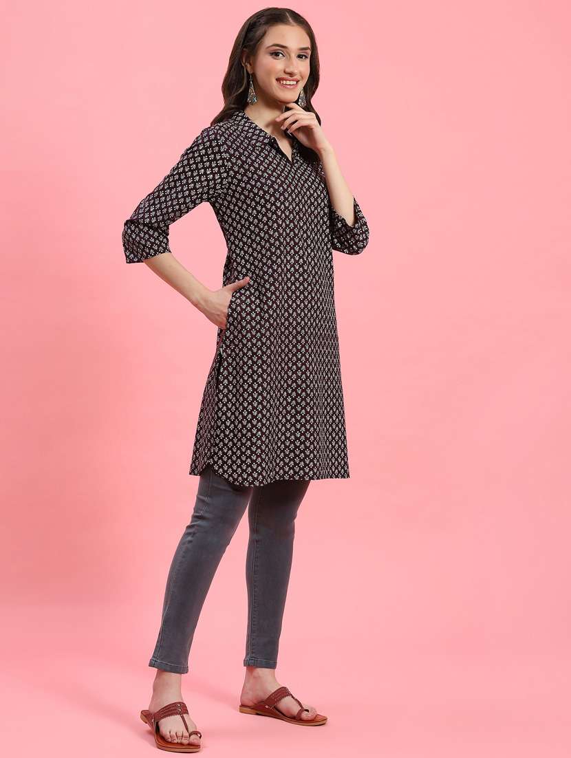 women burgundy rayon straight kurta - 21468066 -  Standard Image - 2