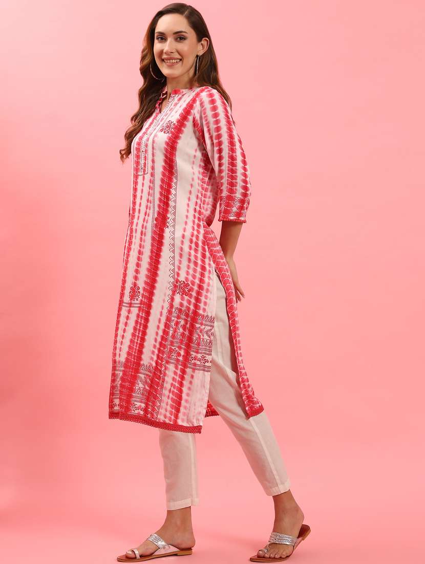 women off white rayon straight kurta - 21468086 - Standard Image - 2