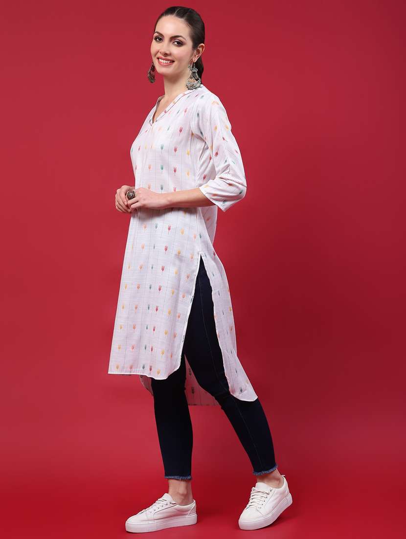 women white rayon high low kurta - 21468103 -  Standard Image - 2