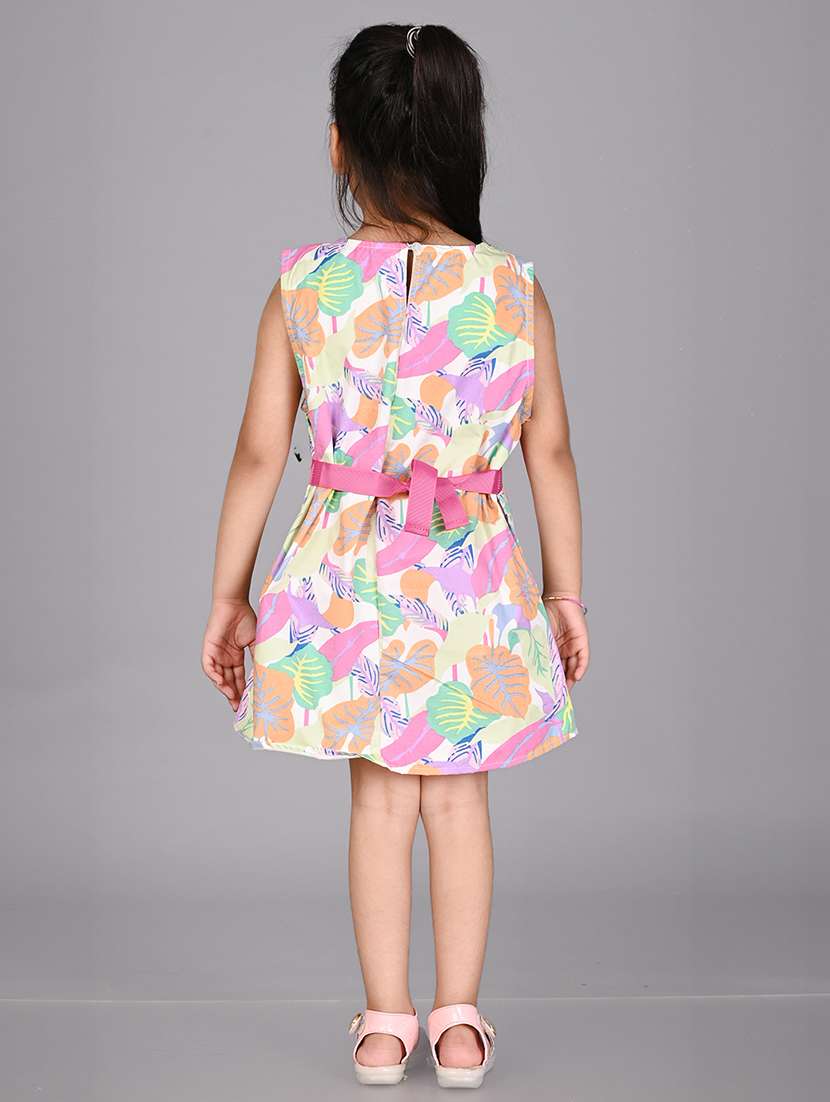 girl printed sleeveless polyester frock - 21468218 -  Standard Image - 2