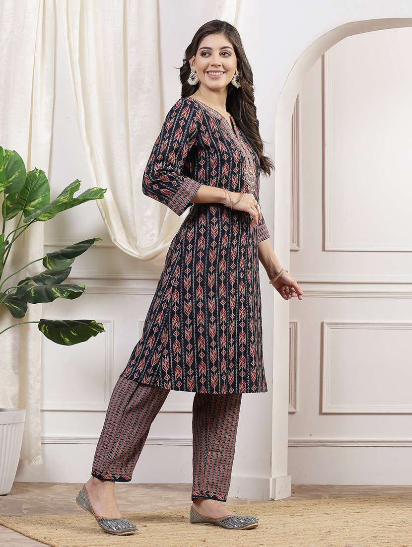 women navy blue kurta palazzo set  - 21468574 -  Standard Image - 2
