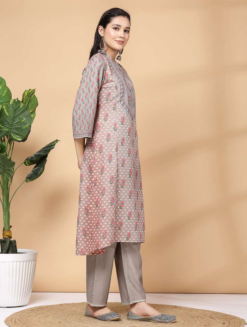 women grey kurta palazzo set  - 21468583 -  Standard Image - 2