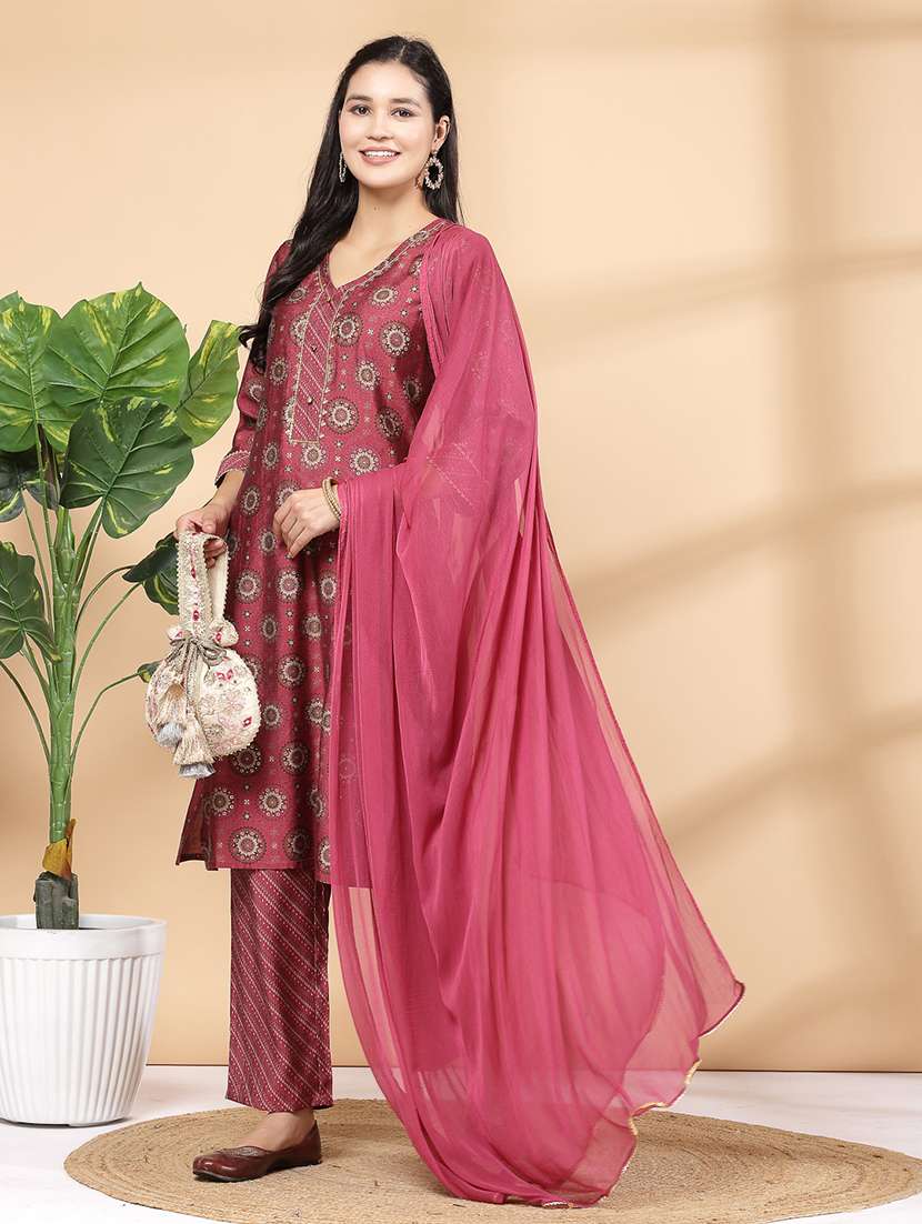 women peach kurta palazzo set - 21468589 -  Standard Image - 2