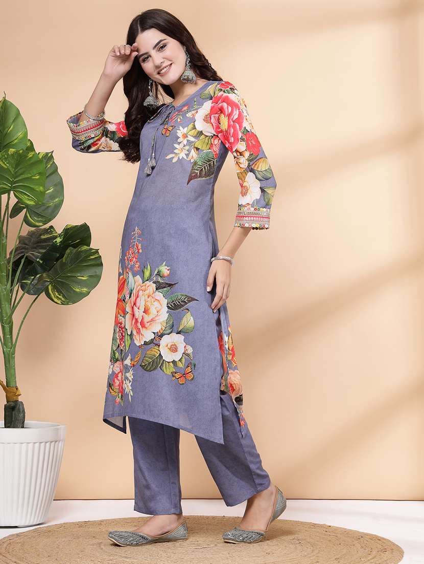 women blue kurta palazzo set - 21468591 -  Standard Image - 2
