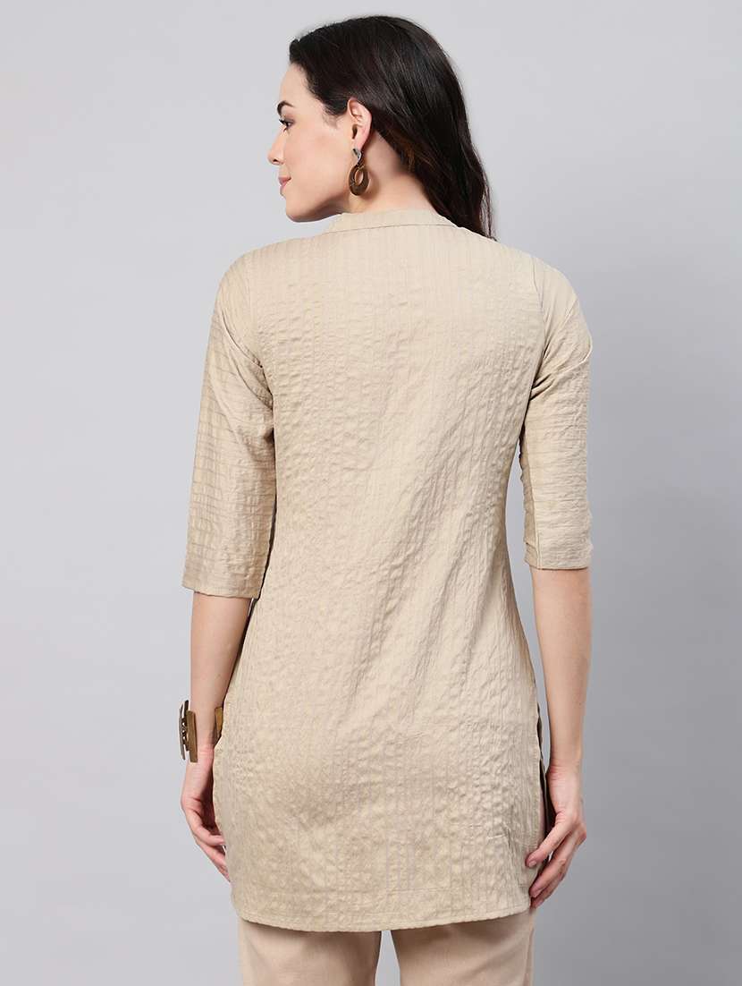 women three quarter sleeve stripes printed top - 21469273 -  Standard Image - 2