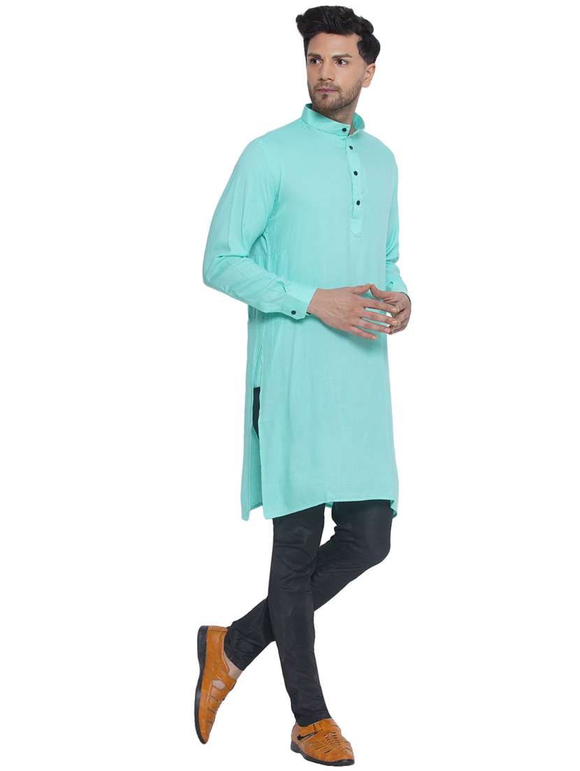 men solid mandarin neck kurta - 21469317 - Standard Image - 2