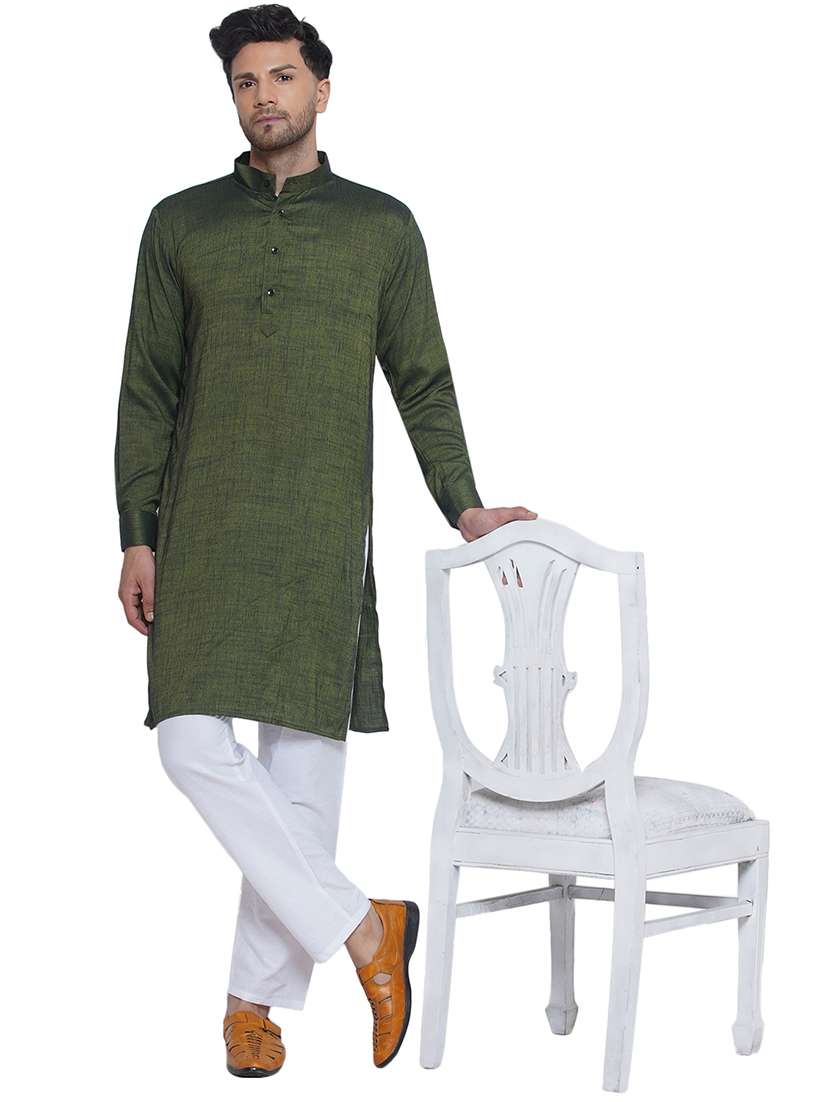 men solid mandarin neck kurta 