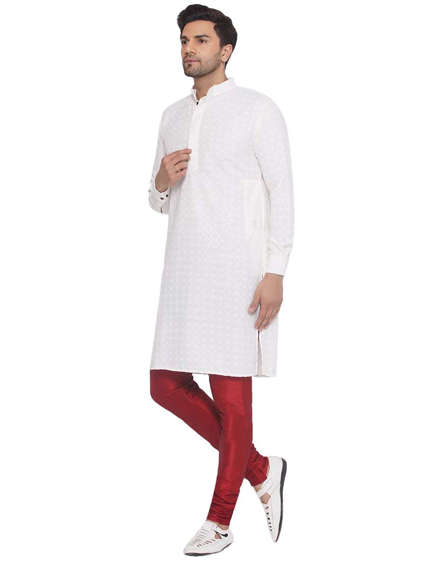 men embroidered mandarin neck long kurta - 21469352 - Standard Image - 2