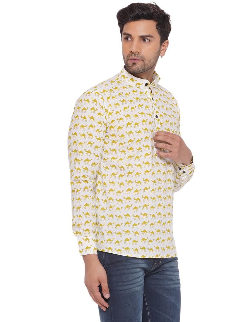 men printed long sleeve short kurta - 21469358 - Standard Image - 2