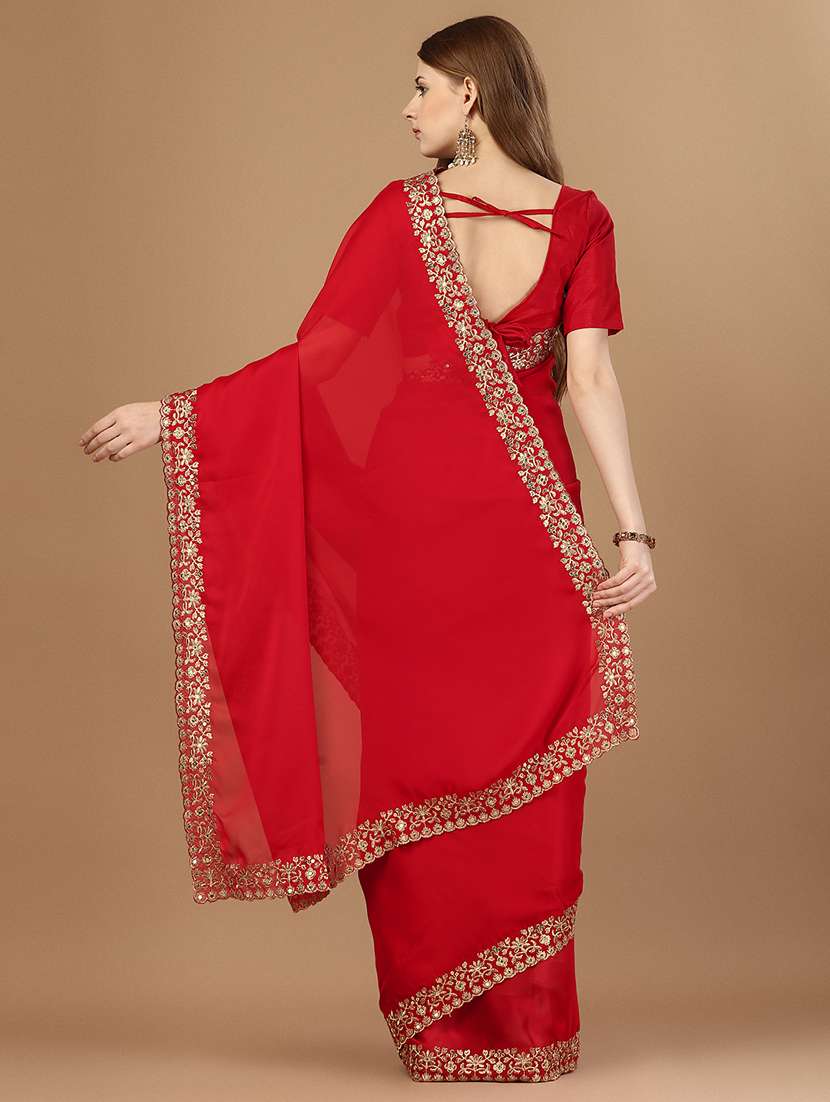women solid with bordered saree - 21469469 -  Standard Image - 2