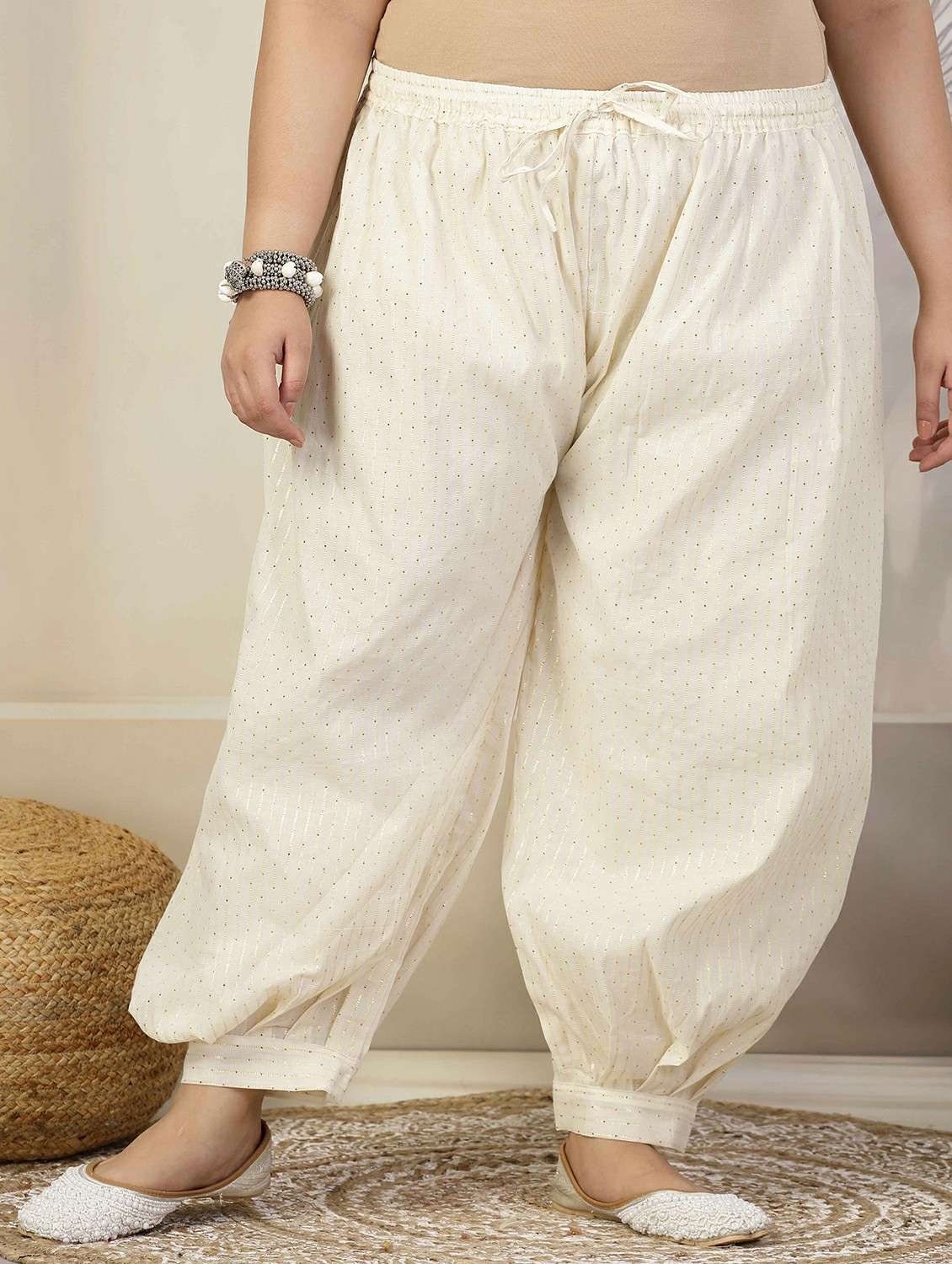 women off white cotton salwar - 21469497 -  Zoom Image - 0