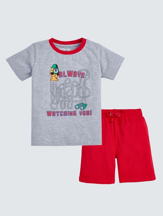 kids printed t-shirt & shorts set 