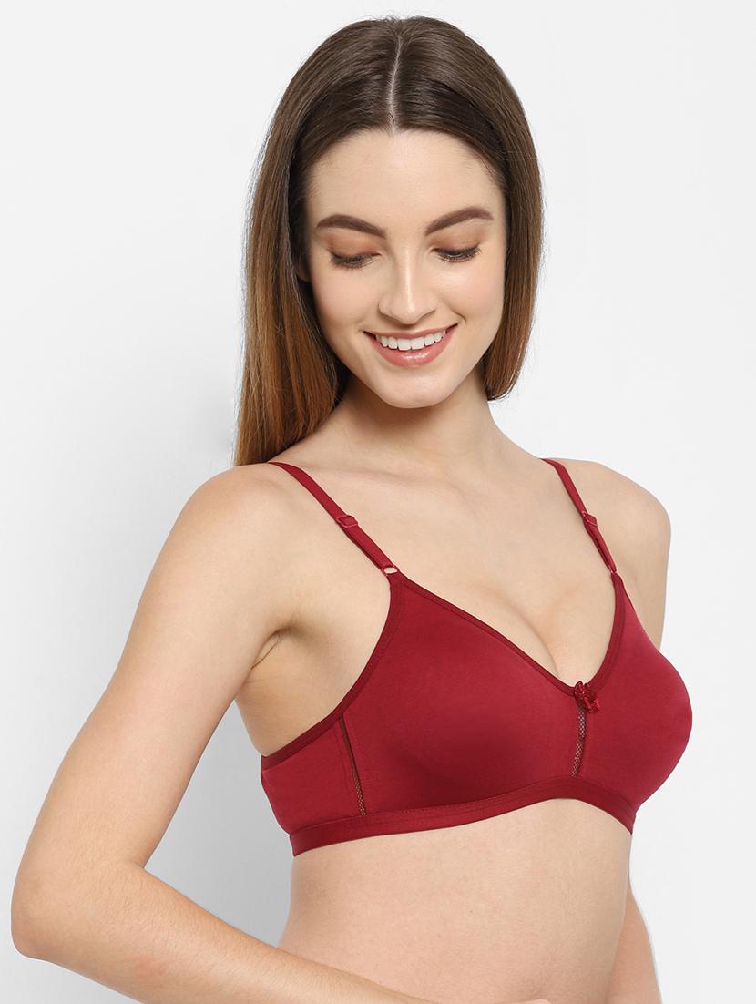 maroon cotton blend regular bra - 21470612 - Standard Image - 2