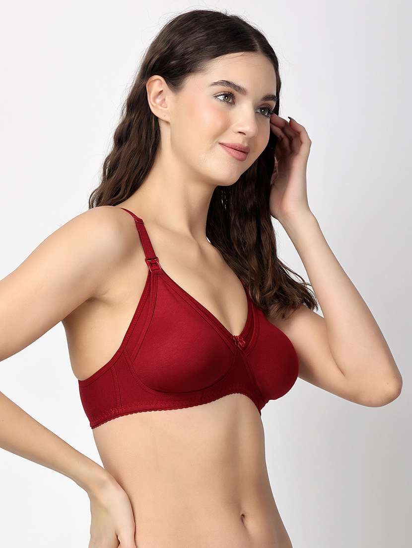 maroon cotton blend regular bra - 21470837 -  Standard Image - 2