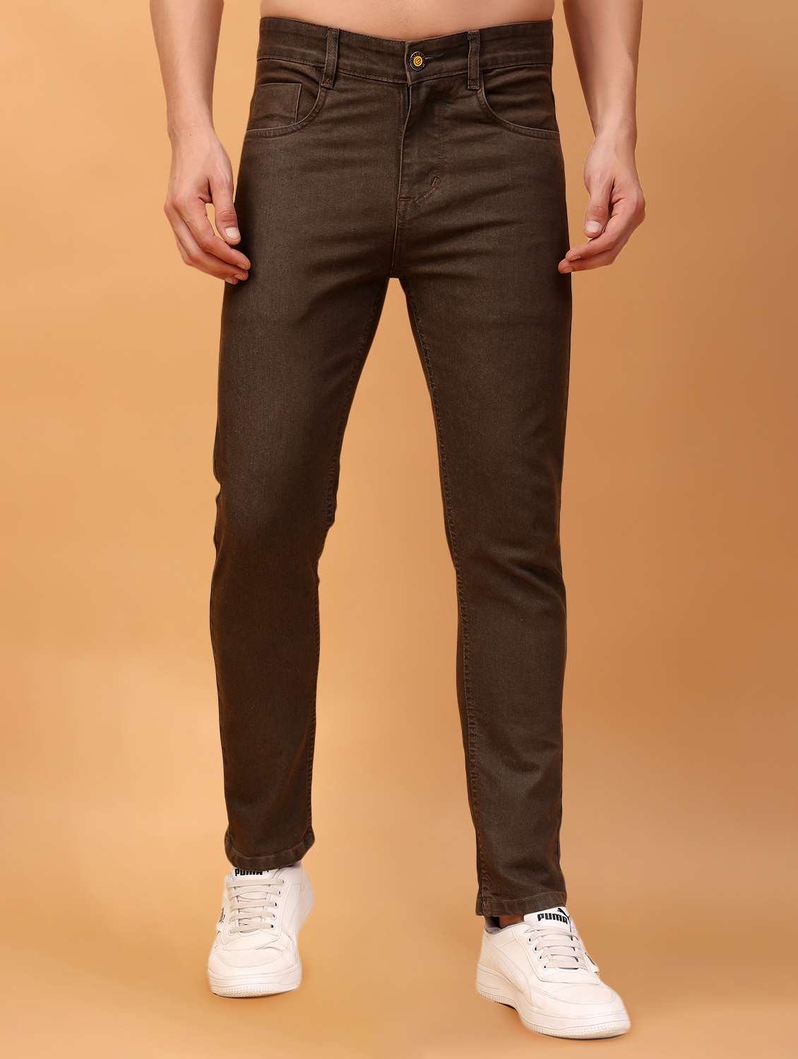 men mid rise plain denim jeans