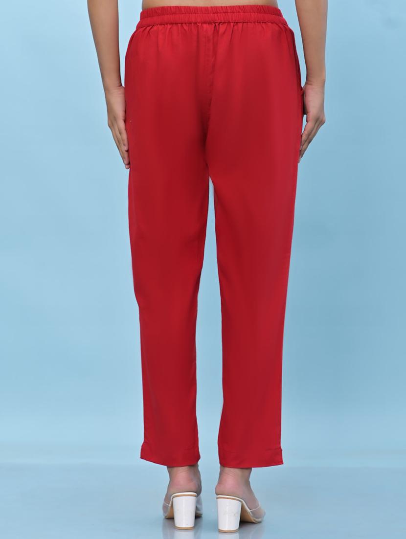 red solid tailored pants trouser - 21471192 - Standard Image - 2