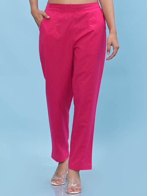 fuchsia solid tailored pants trouser - 21471193 -  Standard Image - 0