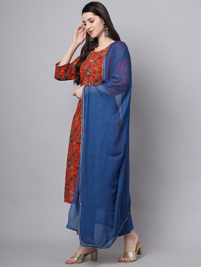women three quarter sleeve kurta pant with dupatta set - 21471273 - Standard Image - 2