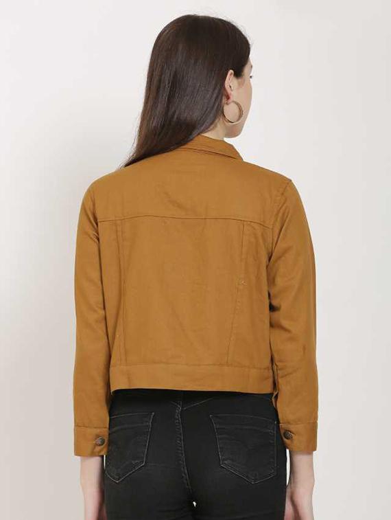 brown cotton blend denim jacket - 21473157 - Standard Image - 2