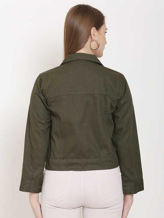 green cotton blend denim jacket - 21473158 - Standard Image - 2