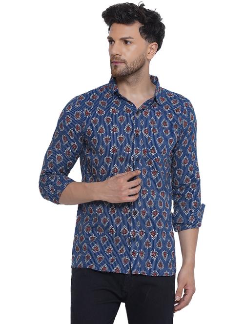 men printed long sleeve cotton casual shirt - 21473552 - Standard Image - 0