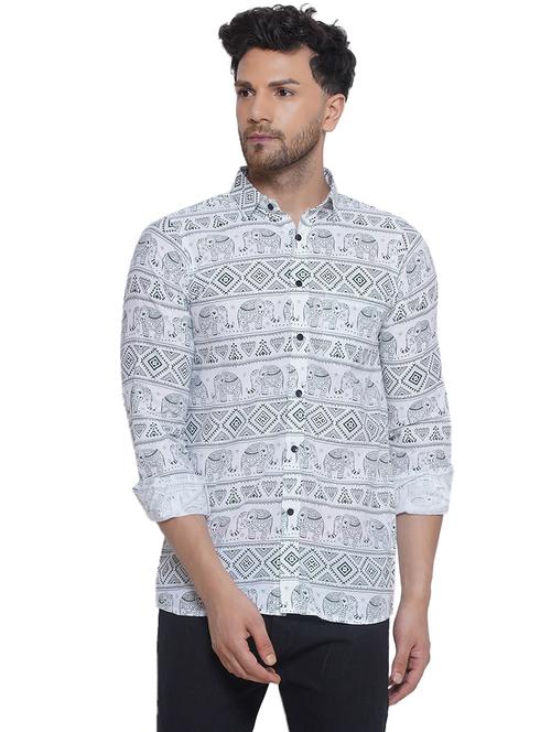 men printed long sleeve cotton casual shirt - 21473553 - Standard Image - 0