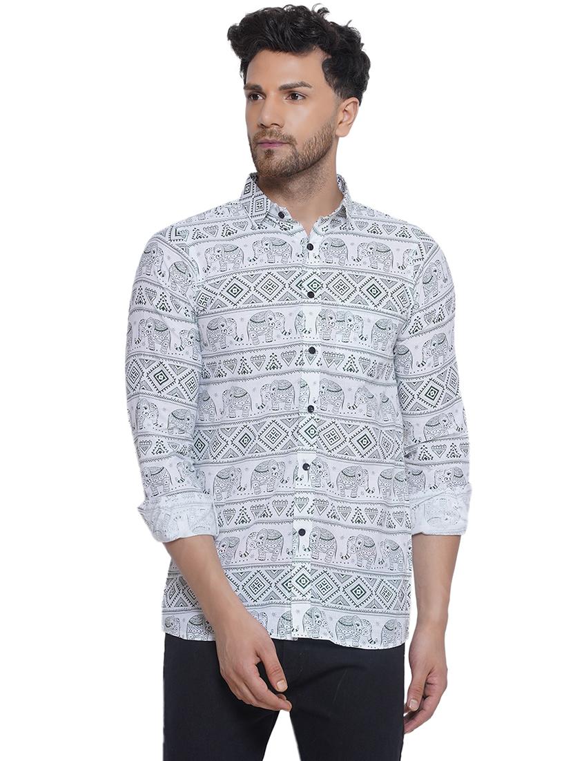 men printed long sleeve cotton casual shirt - 21473553 - Zoom Image - 0