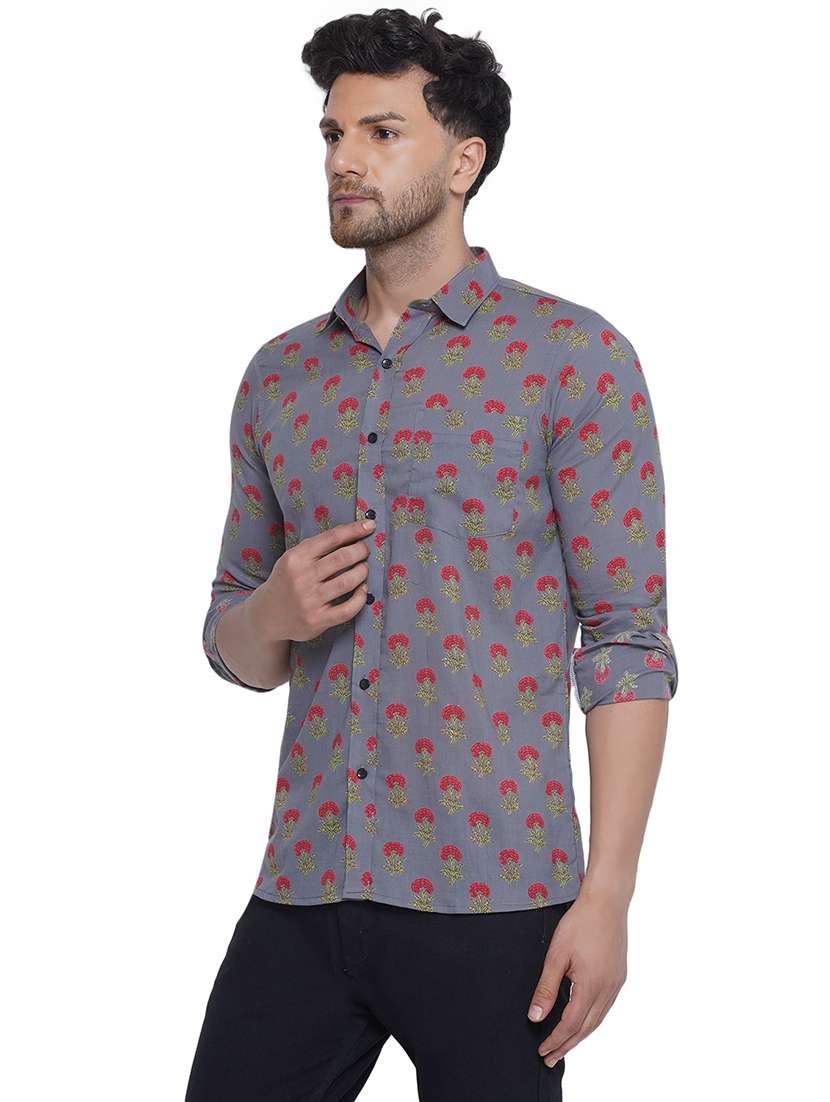 men printed long sleeve cotton casual shirt - 21473554 -  Standard Image - 2