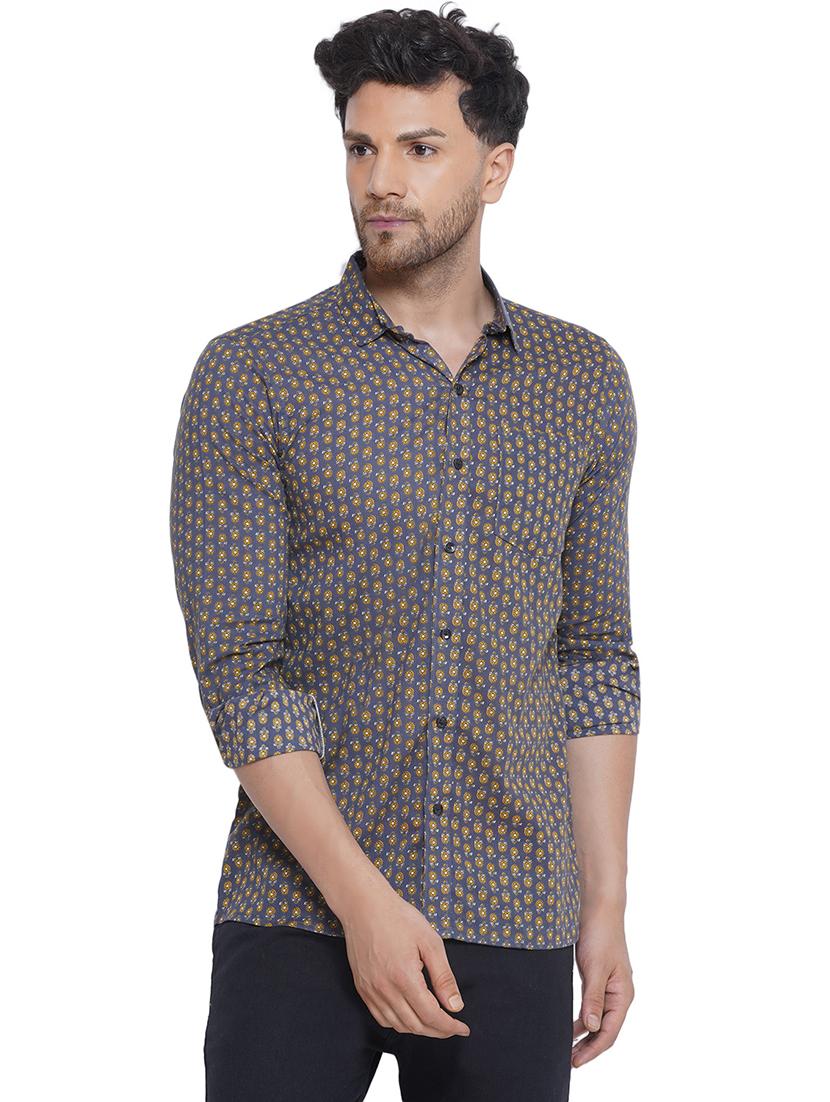 men printed long sleeve cotton casual shirt - 21473555 -  Zoom Image - 0