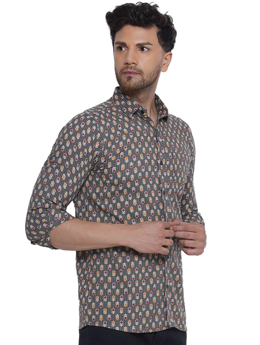 men printed long sleeve cotton casual shirt - 21473557 - Standard Image - 2