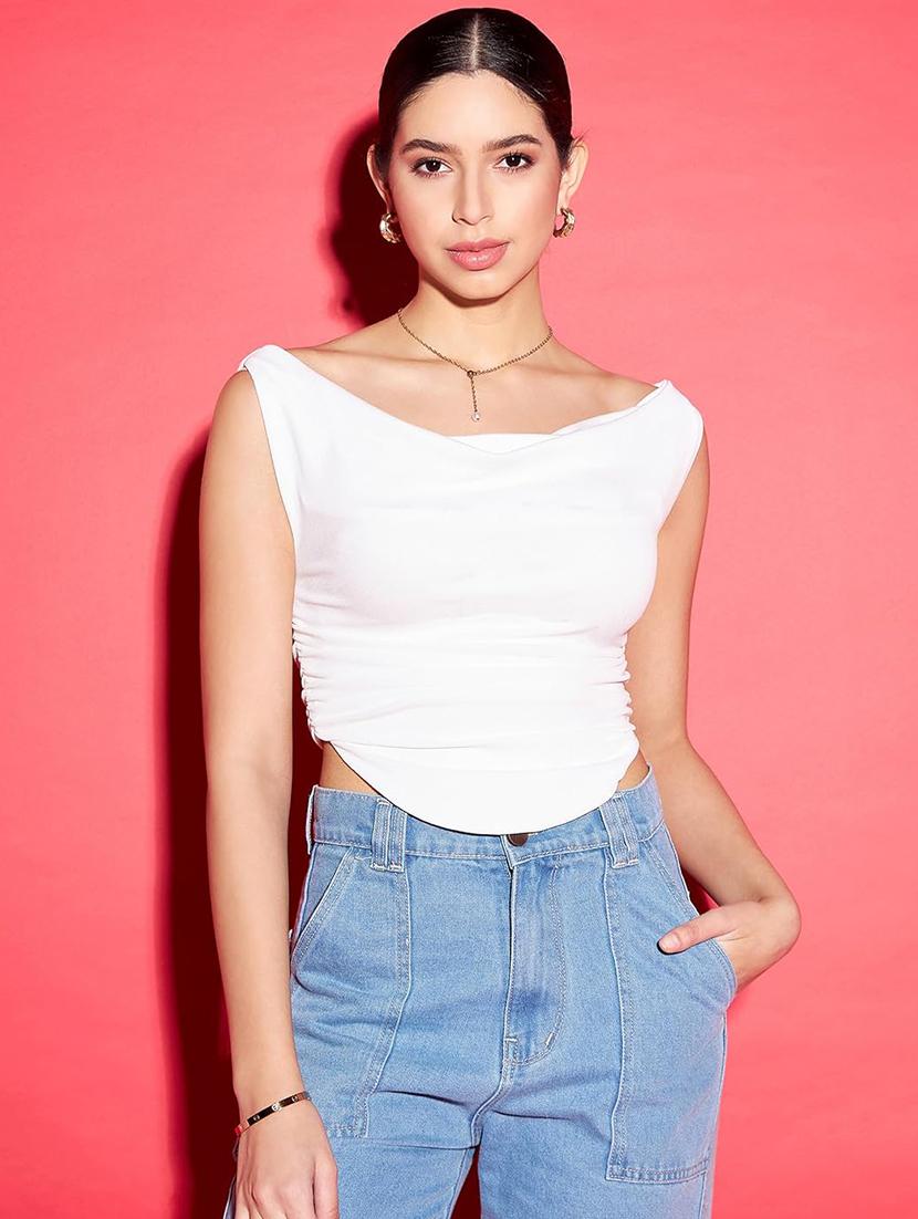 white solid crop top - 21473604 -  Zoom Image - 0