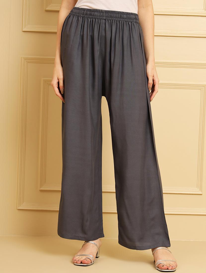 women solid mid rise rayon palazzo - 21473823 - Zoom Image - 0