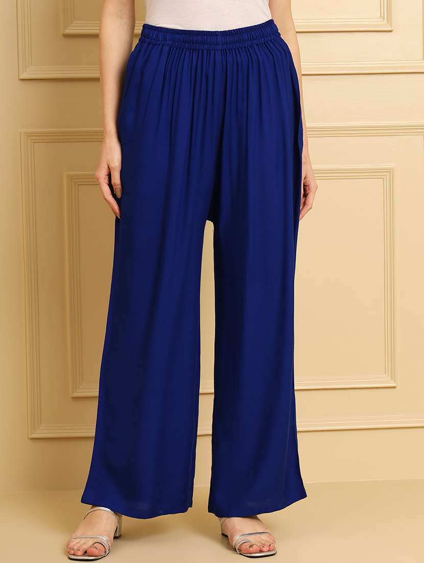women solid mid rise rayon palazzo - 21473829 - Zoom Image - 0