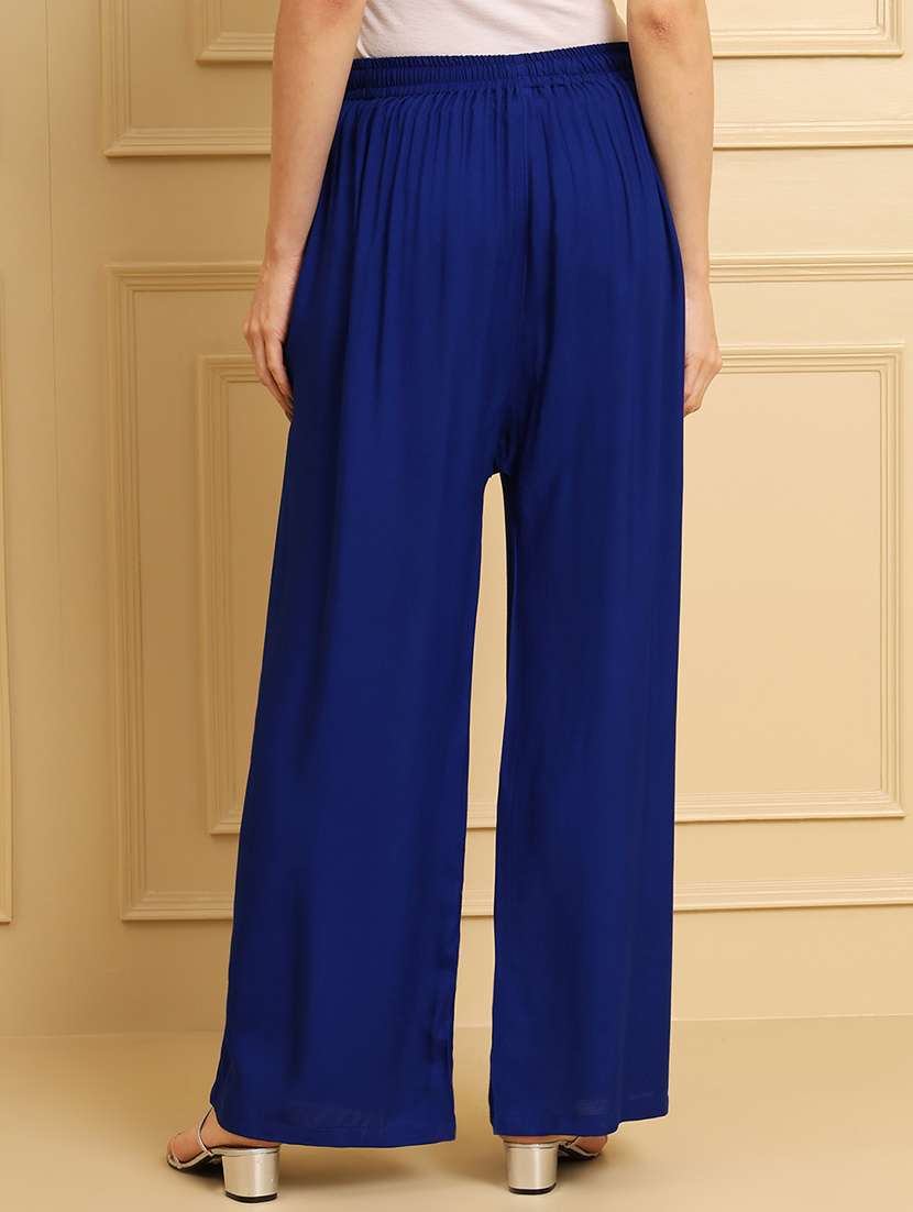 women solid mid rise rayon palazzo - 21473829 - Standard Image - 2