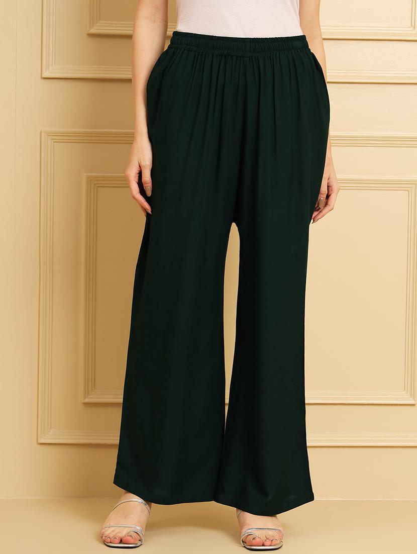 women solid mid rise rayon palazzo - 21473833 -  Zoom Image - 0