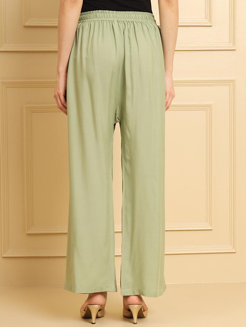 women solid mid rise rayon palazzo - 21473835 - Standard Image - 2
