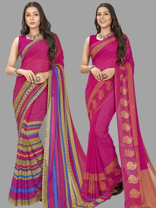 women pack of 2 casual wear combo sarees with blouse - 21476327 - Standard Image - 0