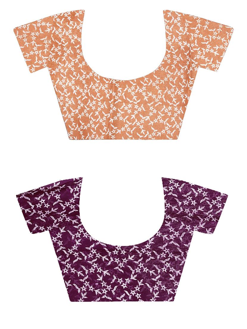women pack of 2 casual wear combo sarees with blouse - 21476726 - Standard Image - 2