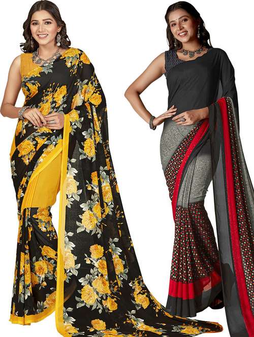 women pack of 2 casual wear combo sarees with blouse - 21480140 - Standard Image - 0