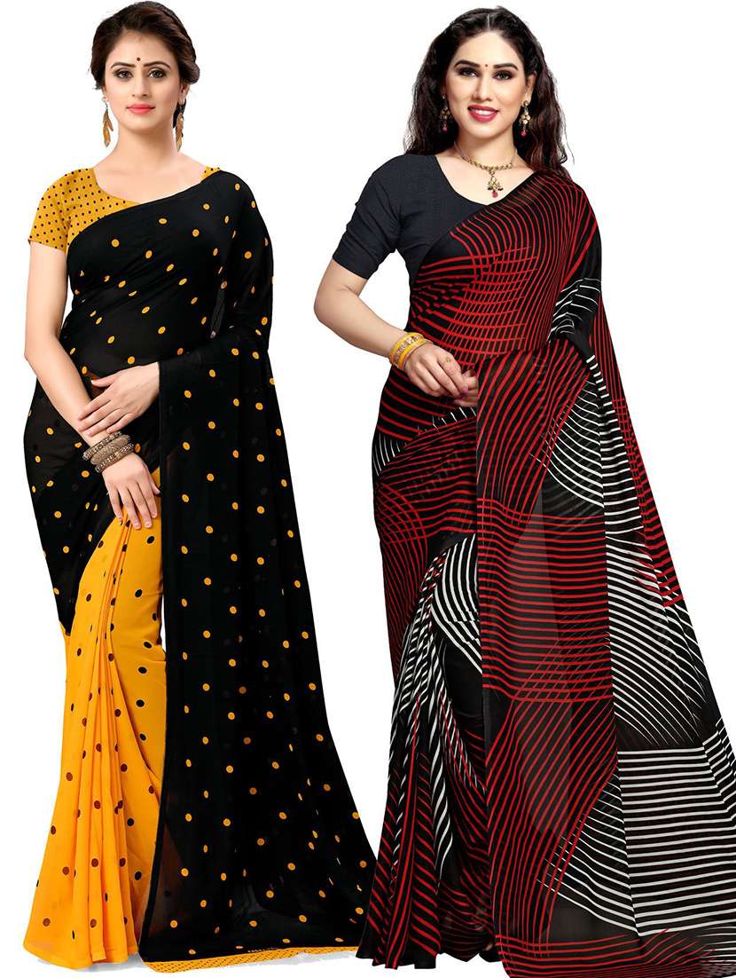 women pack of 2 casual wear sarees with blouse