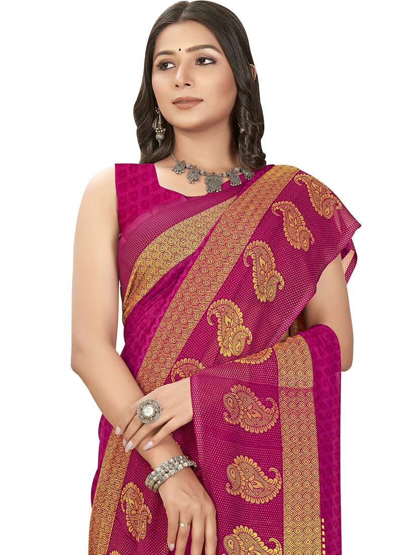 women pink printed saree with blouse - 21480767 -  Standard Image - 2