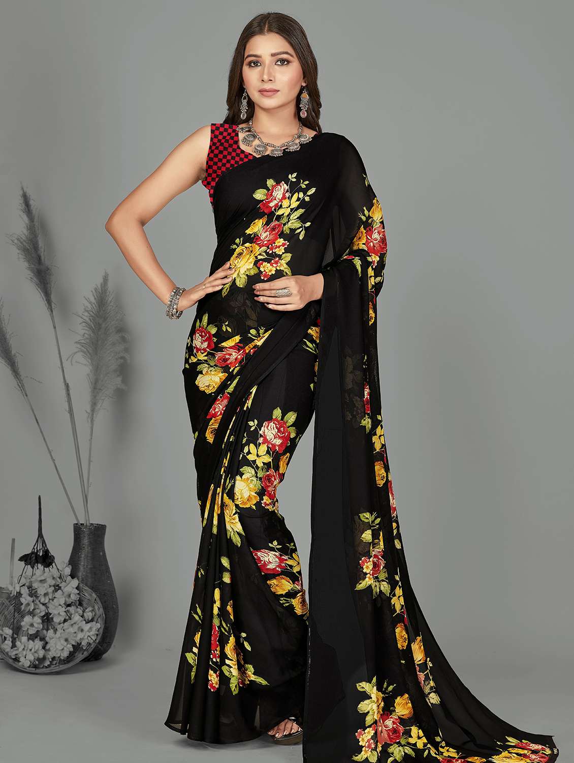 women casual wear georgette saree with blouse