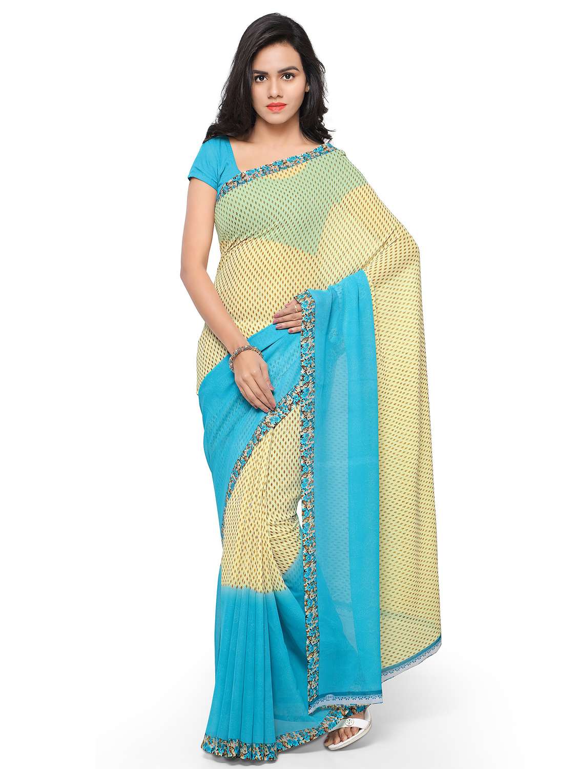 women printed casual wear saree with blouse