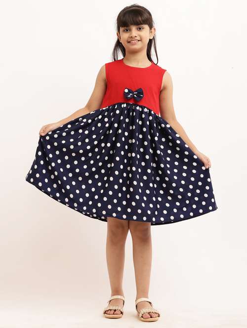 girl printed sleevless crepe frock