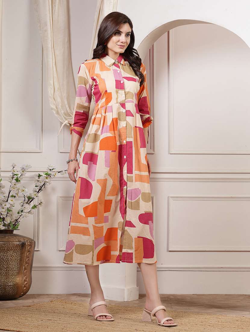 multicolored printed a-line dress - 21481428 -  Standard Image - 2